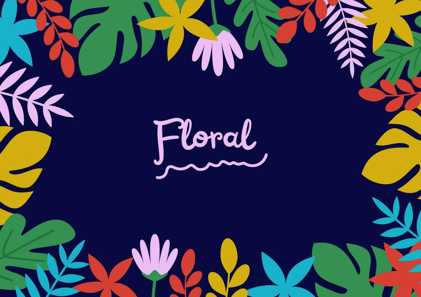 colorida tropical folhas e flores poster fundo vetor ilustração.