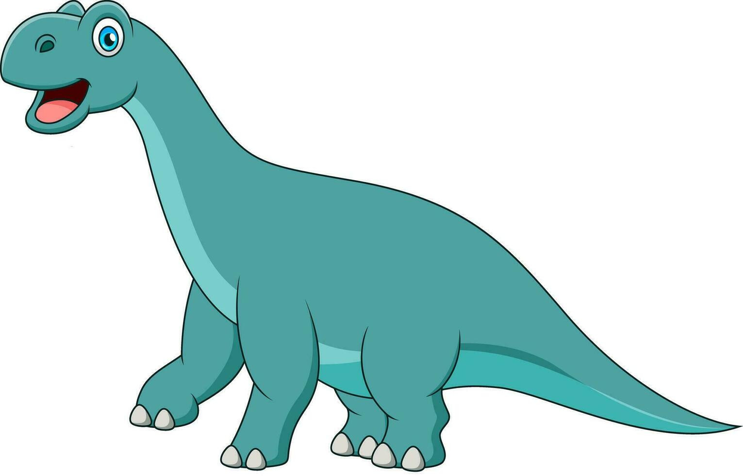 fofa brontossauro desenho animado sorridente. fofa dinossauro desenho animado ilustração vetor
