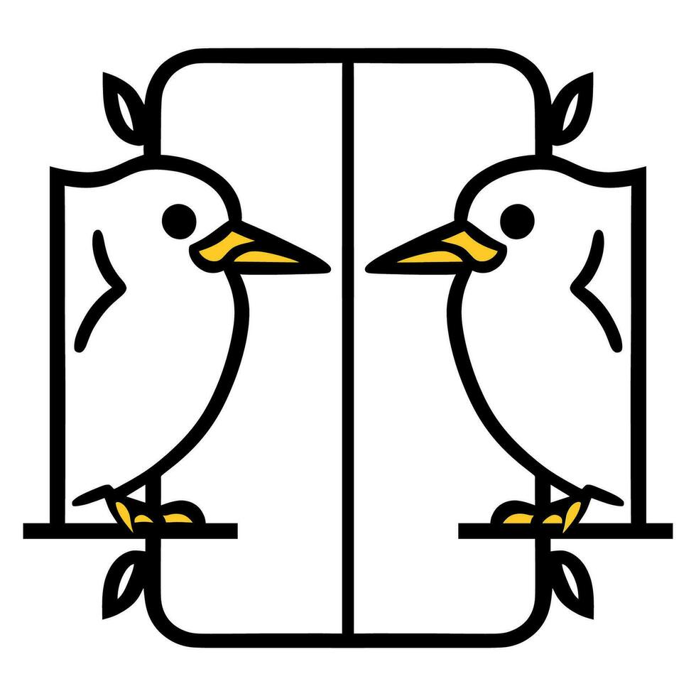 simples linha desenhando do dois pássaros sentado em uma ramo. isto imagem poderia estar usava dentro uma variedade do contextos, tal Como dentro uma crianças livro ou em uma cumprimento cartão. vetor