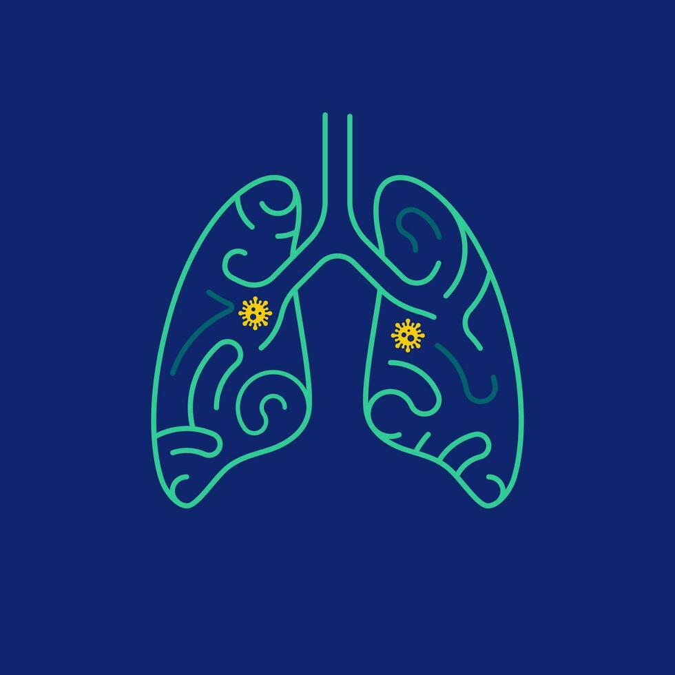conceito do médico cuidados de saúde tratamento, gráfico do pulmões combinado com Labirinto padronizar e vírus dentro vetor