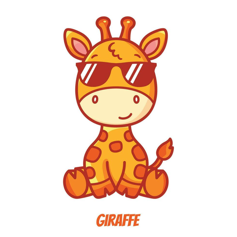 girafa com oculos de sol fofa vetor