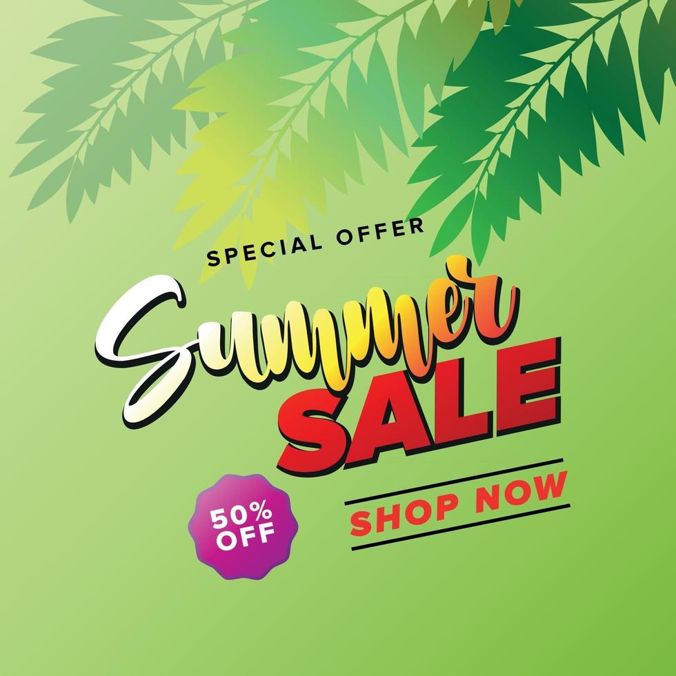 modelo de banner tropical colorido de venda de verão de luxo vetor