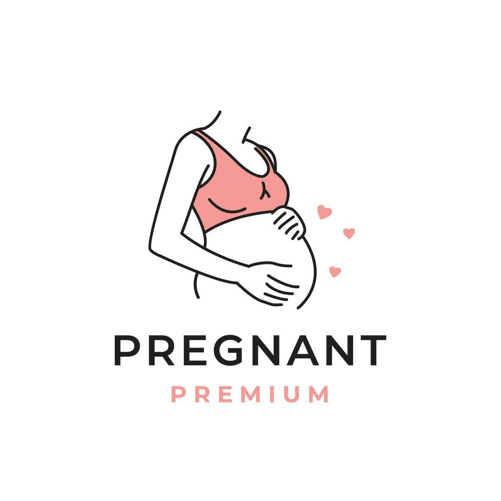 grávida mulher logotipo vetor ícone ilustração grávida mulher segurando barriga