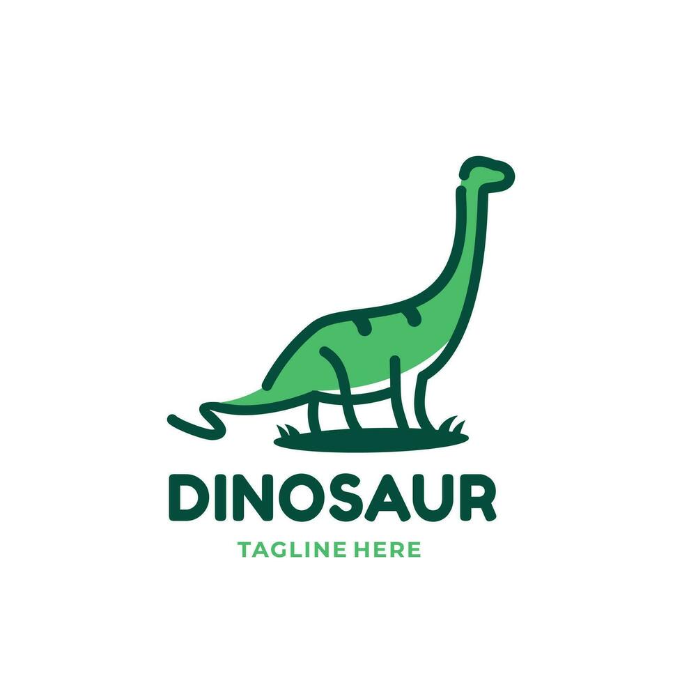 minimalista linha arte esboço dinossauro brontossauro ícone ilustração vetor modelo