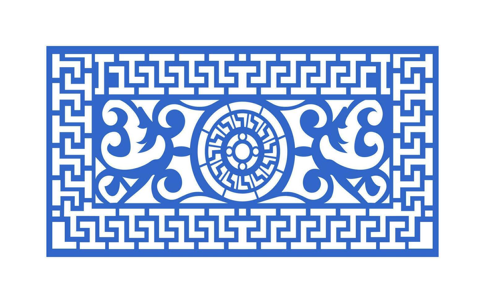 decorativo azul padrões, islâmico, floral e geométrico modelo para cnc laser corte vetor