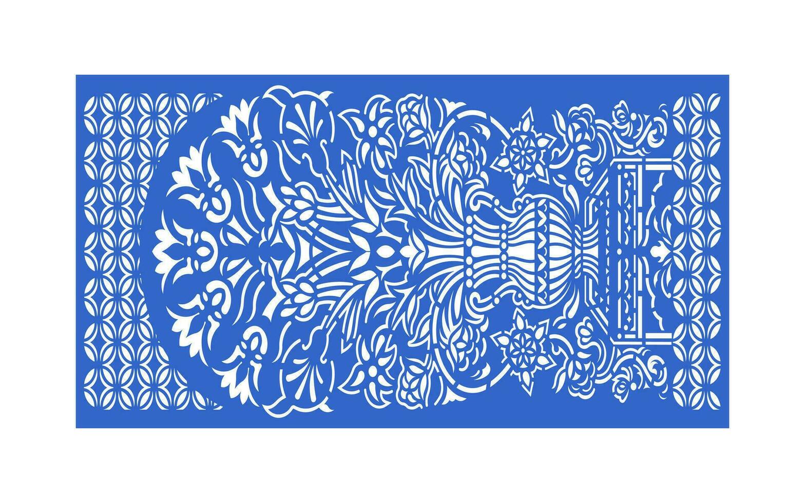 decorativo azul padrões, islâmico, floral e geométrico modelo para cnc laser corte vetor