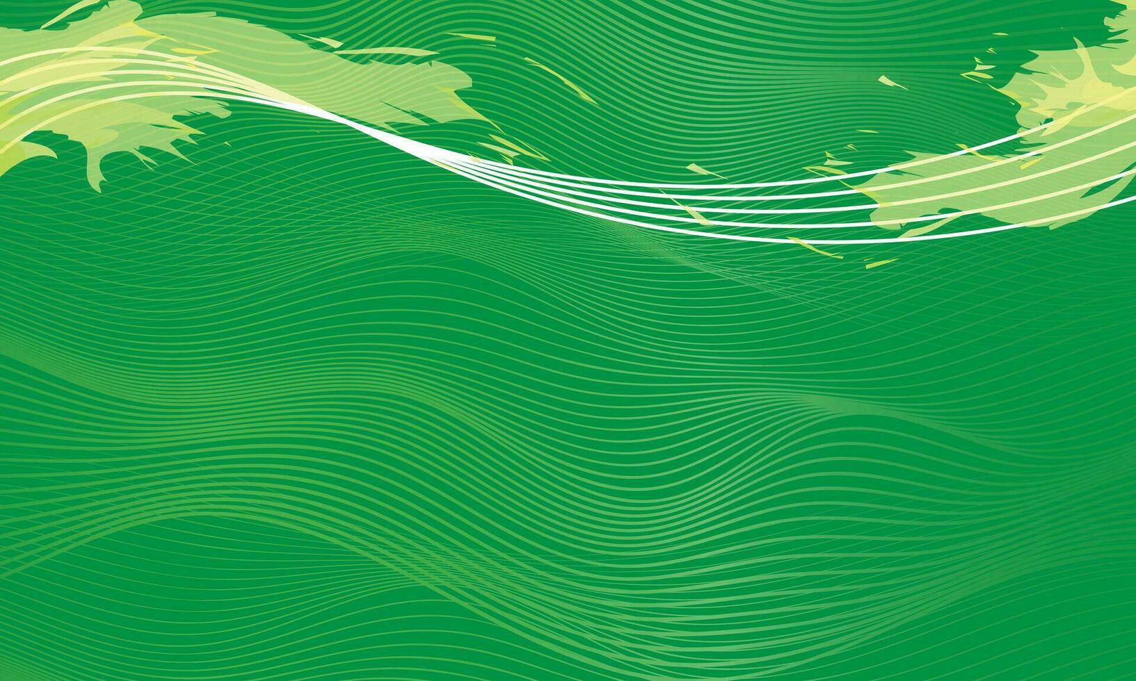 abstrato verde linha onda com suave amarelo espirrado em verde fundo. vetor