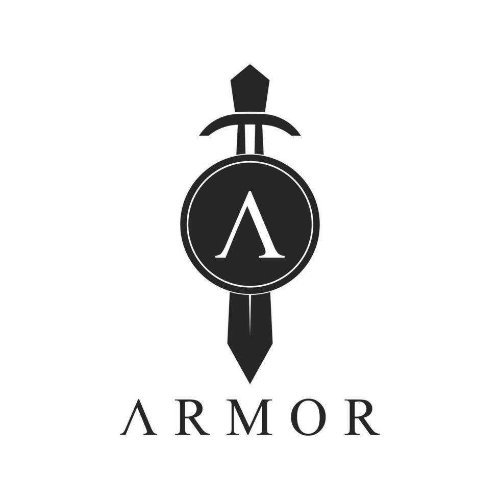 escudo armaduras espada logotipo desin modelo vetor
