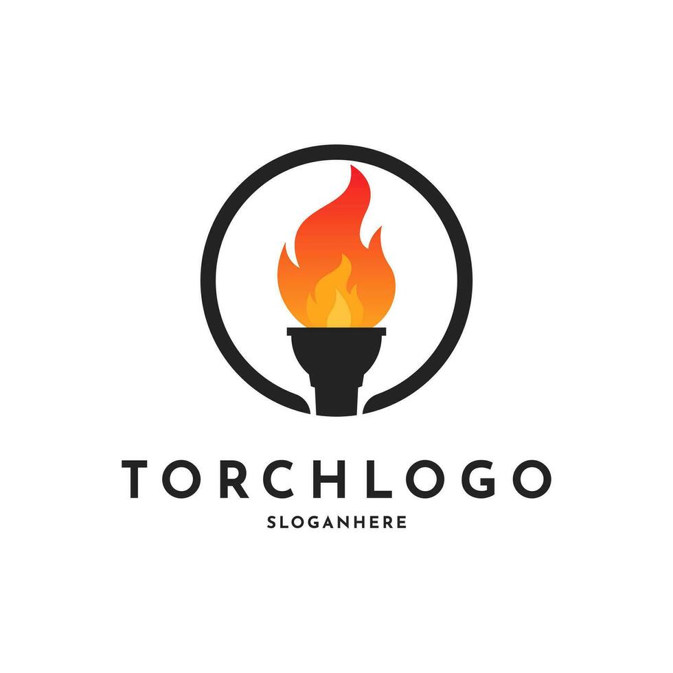 elegante círculo tocha, luz da tocha fogo chama logotipo Projeto inspiração vetor