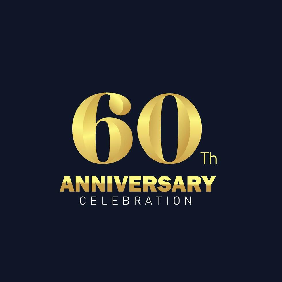 dourado 60 aniversário logotipo projeto, luxuoso e lindo galo dourado cor para celebração evento, casamento, cumprimento cartão, e convite vetor
