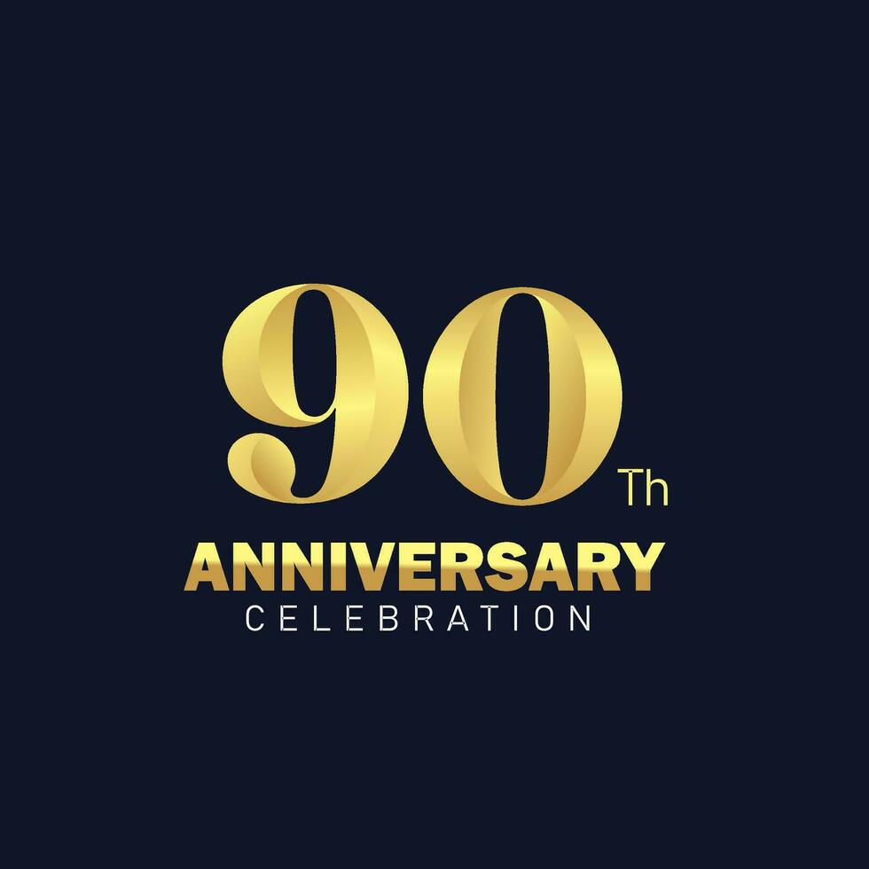 dourado 90 aniversário logotipo projeto, luxuoso e lindo galo dourado cor para celebração evento, casamento, cumprimento cartão, e convite vetor