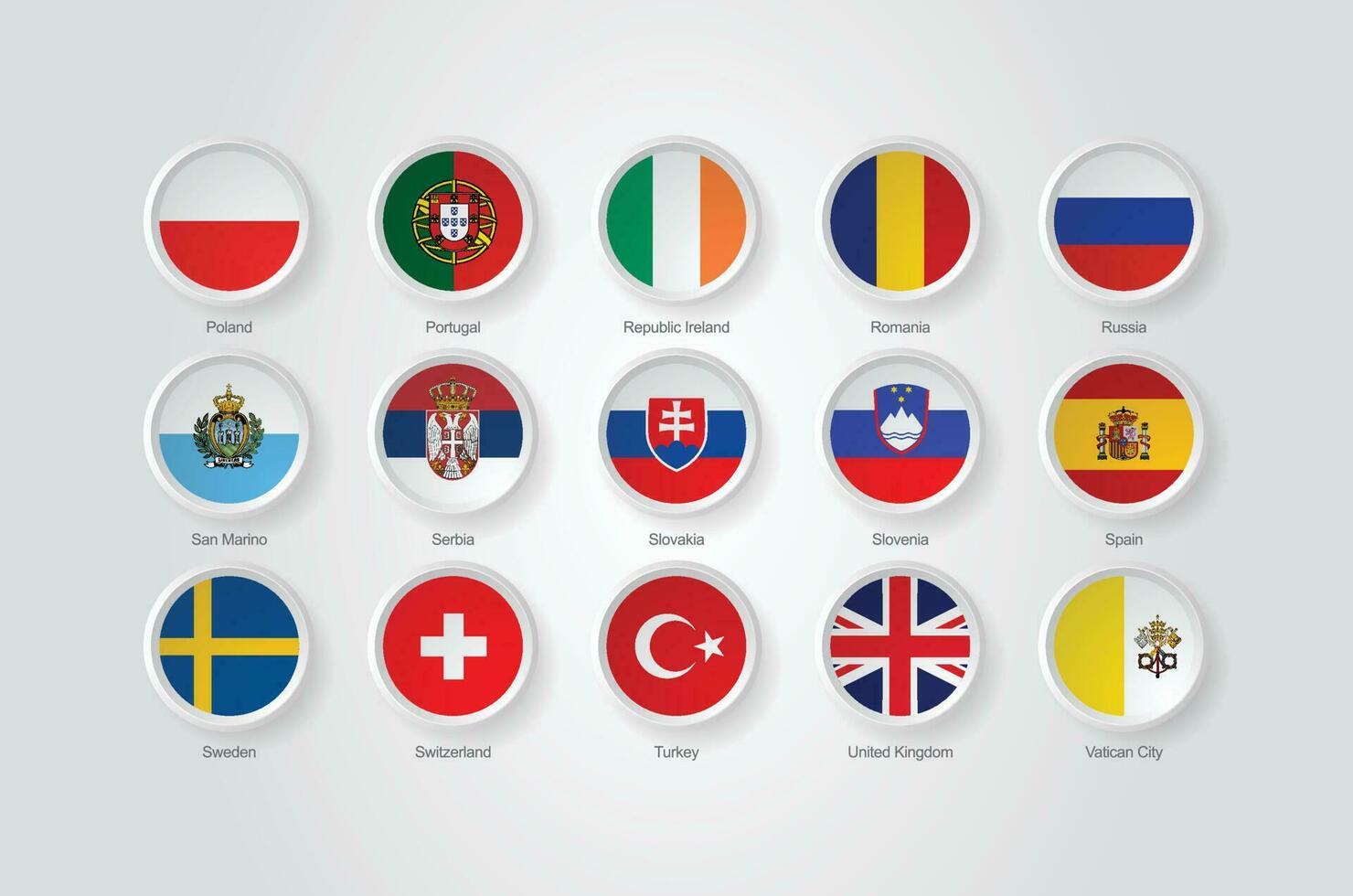 3d bandeira ícones gravar círculo do Europa países vetor