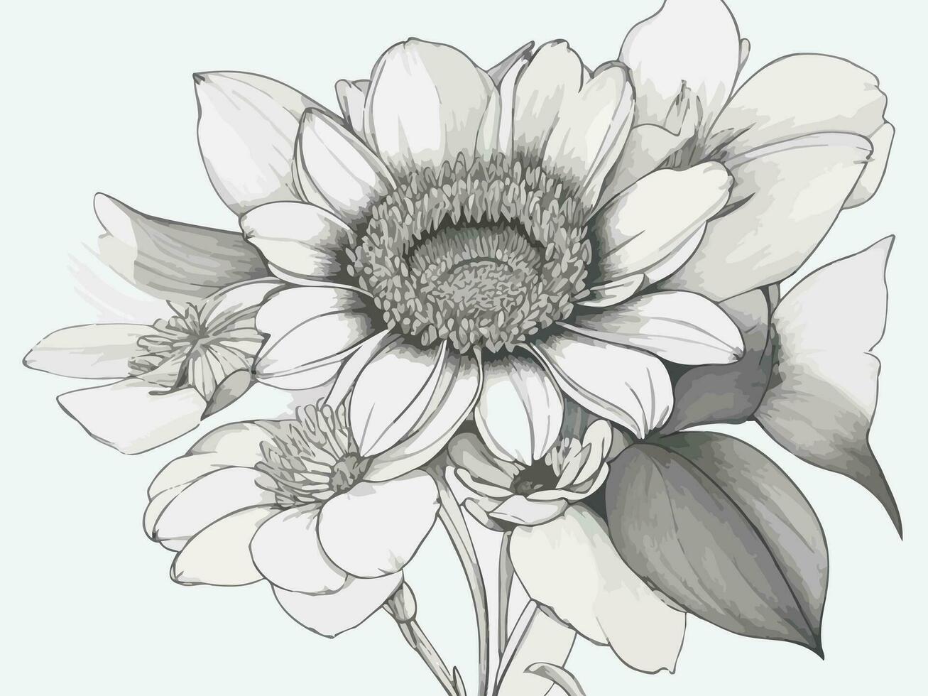 vetor linha arte desenhando do Preto e branco floral ilustração.