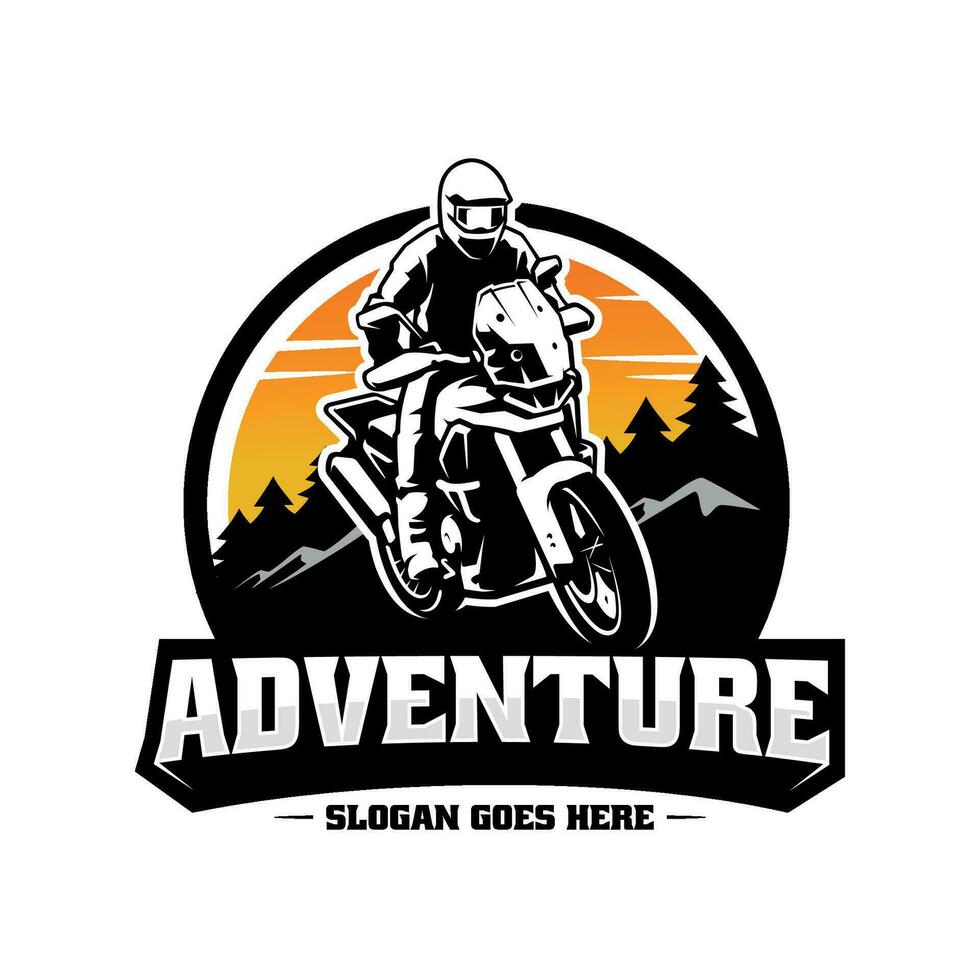 motociclista equitação aventura motocicleta ilustração logotipo vetor