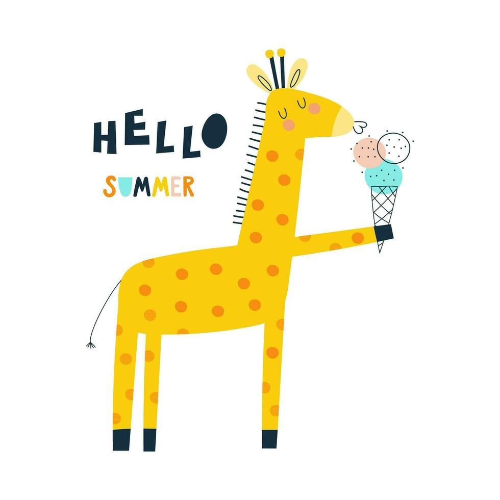 cartão com fofa girafa. vetor ilustrações