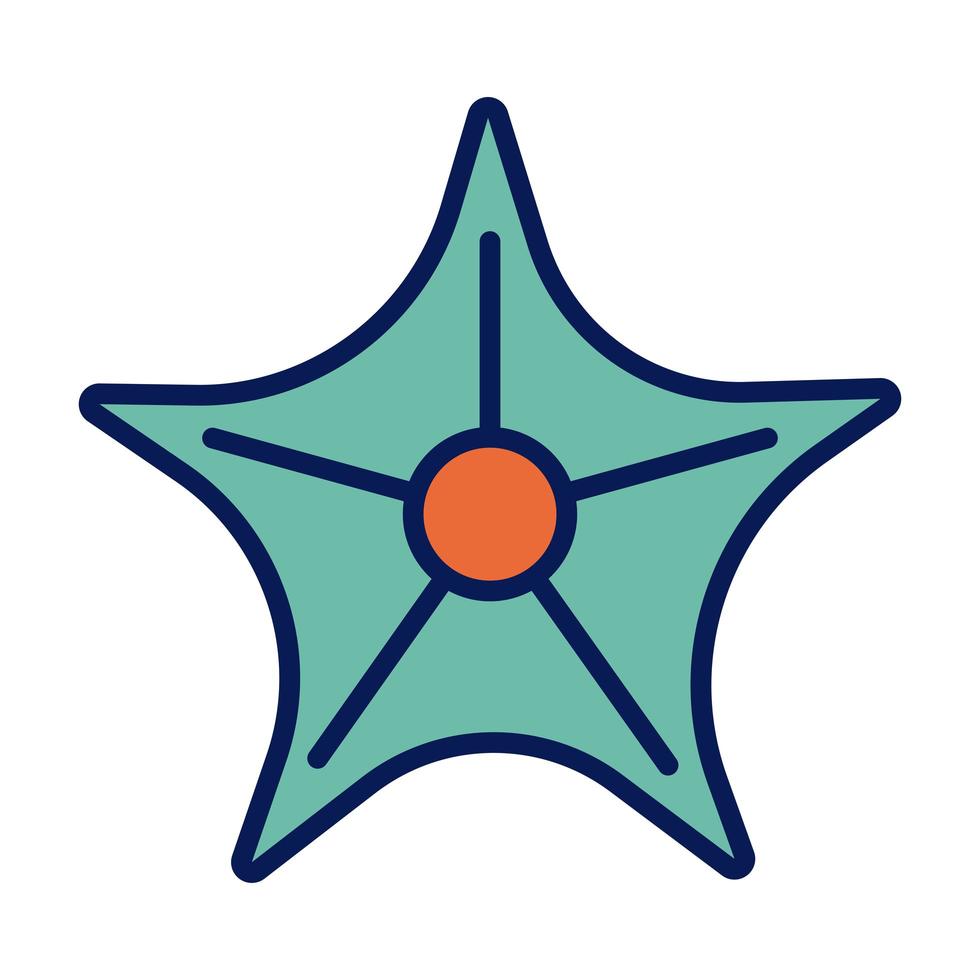 linha de animal marinho estrela do mar e ícone de estilo de preenchimento vetor