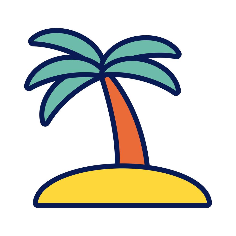 árvore de palmeiras linha de verão e ícone de estilo de preenchimento vetor