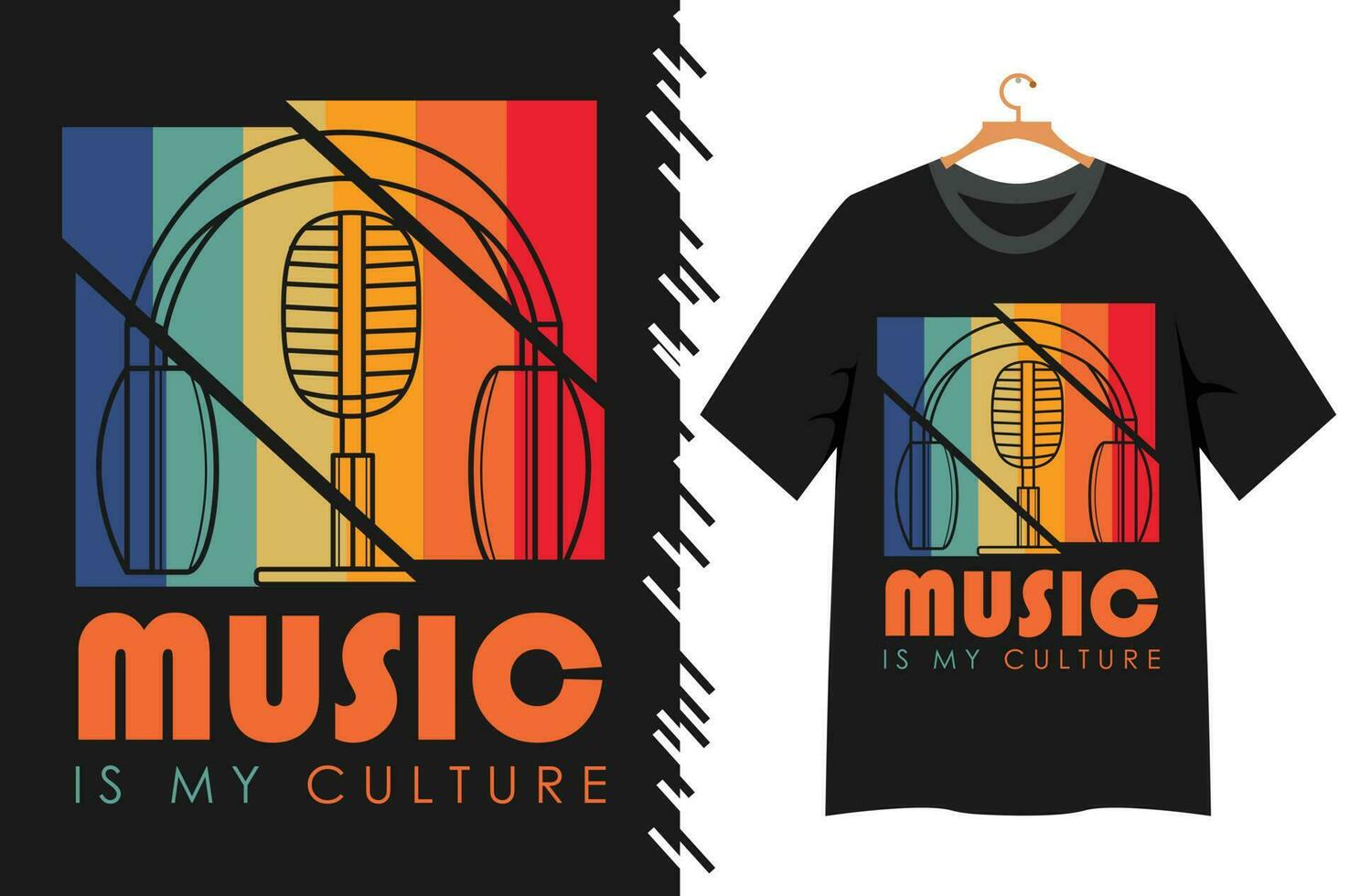 música t camisa Projeto vetor