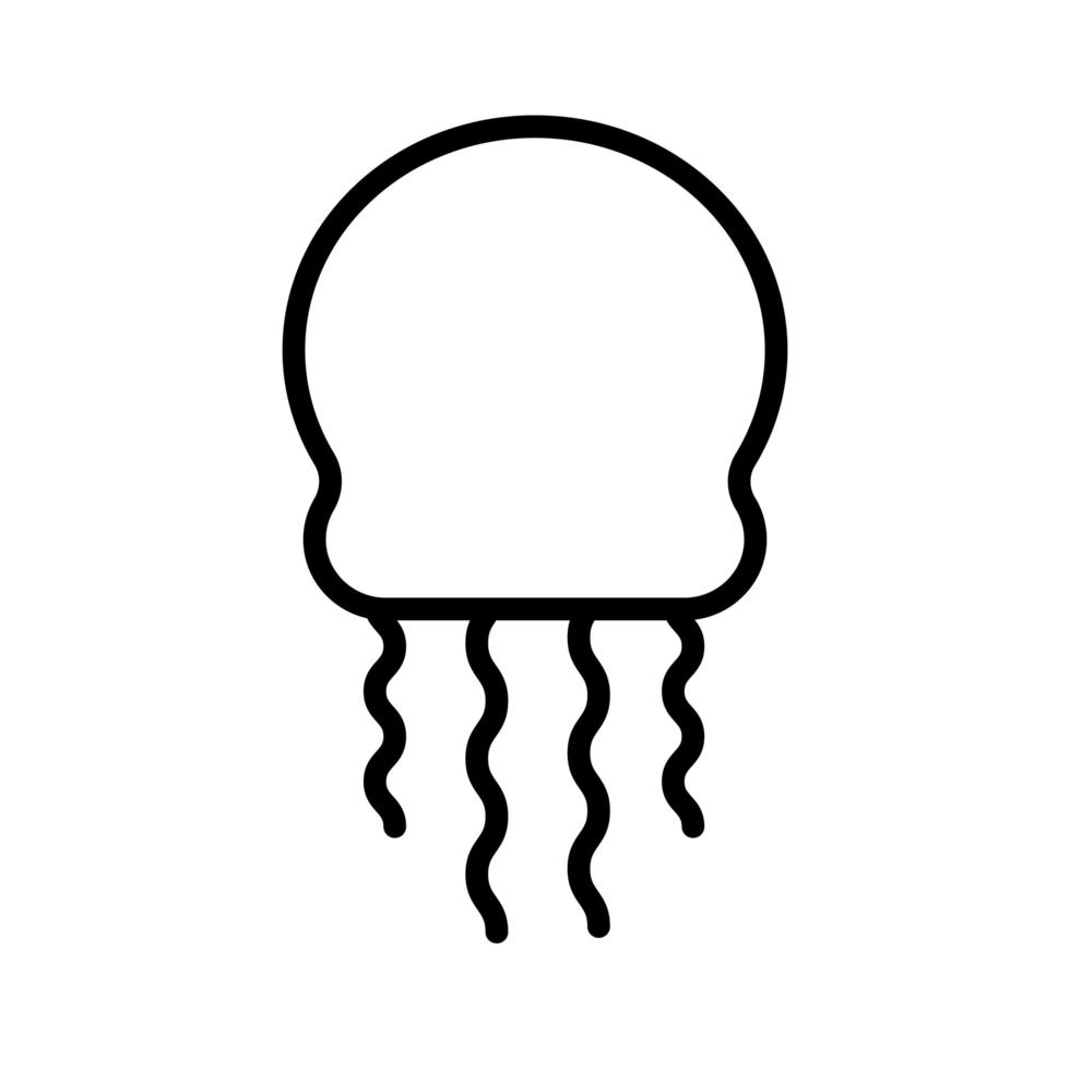 ícone de estilo de linha animal marinho água-viva vetor
