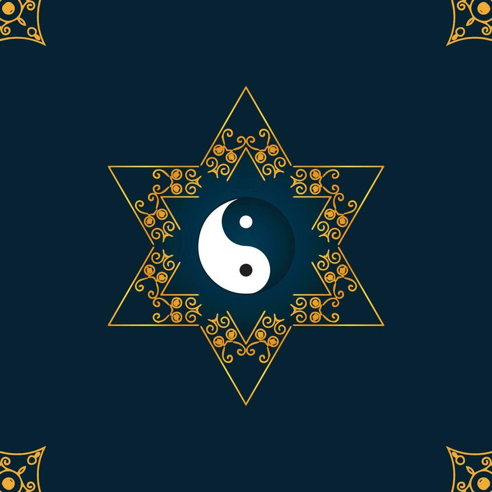 yin yang símbolo do harmonia e Saldo ícone isolado em azul fundo. vetor Projeto