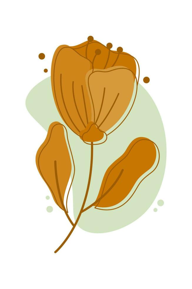 estético floral ilustração. simples flor esboço Projeto. floral linha arte. mão desenhado flor contorno. botânico flor contorno. plantar, flor silhueta. Casamento esboço. vetor ilustração.