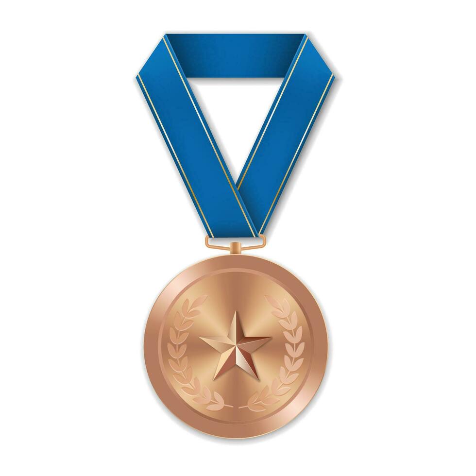 medalha de bronze com ilustração de estrelas de formas geométricas vetor