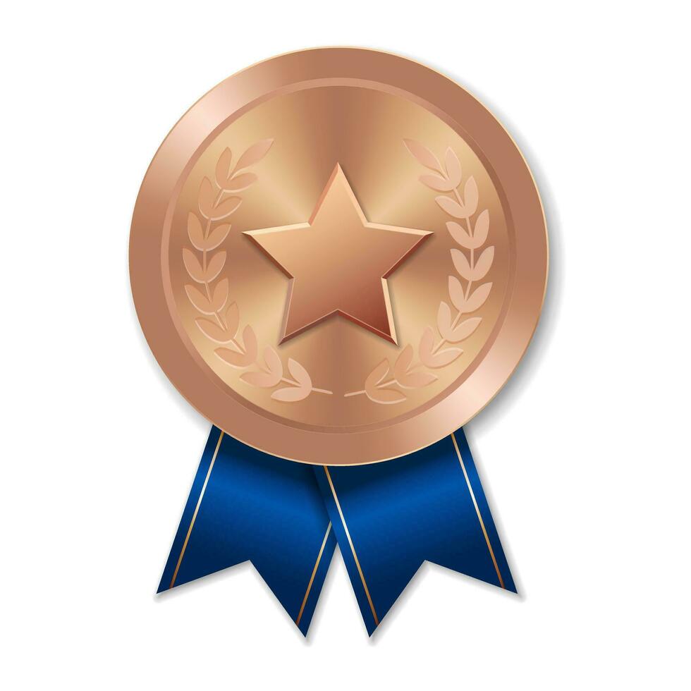 medalha de bronze com ilustração de estrelas de formas geométricas vetor