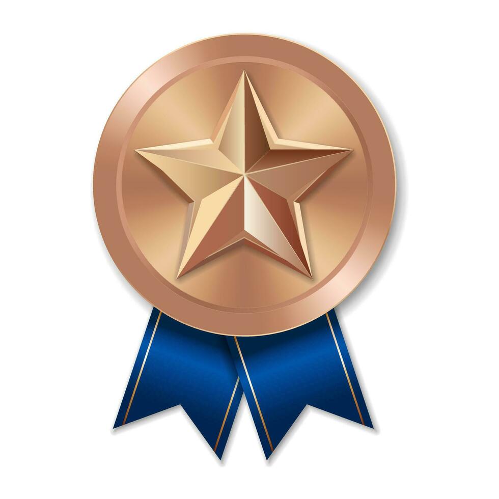 medalha de bronze com ilustração de estrelas de formas geométricas vetor