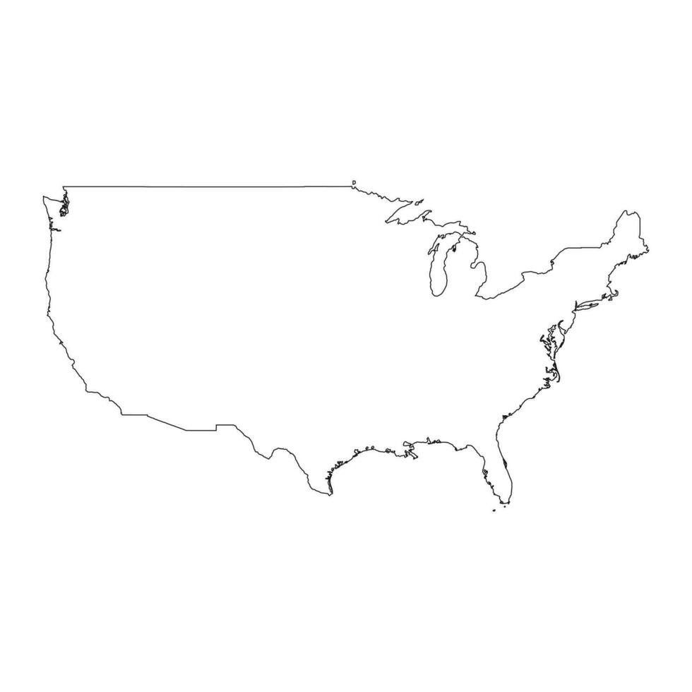 mapa altamente detalhado dos EUA com bordas isoladas no fundo vetor