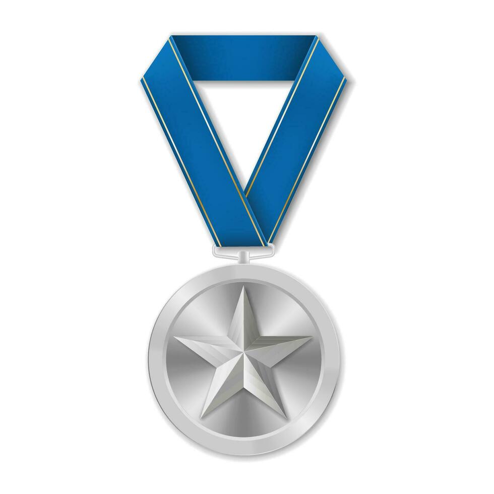 medalha de prata com ilustração de estrelas de formas geométricas vetor