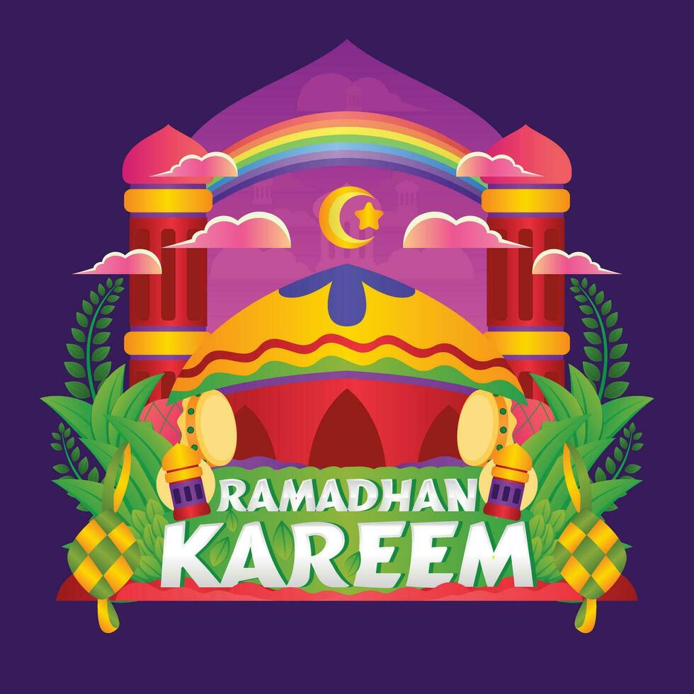 Ramadã cumprimento cartão projeto, dentro uma Diversão Projeto estilo vetor