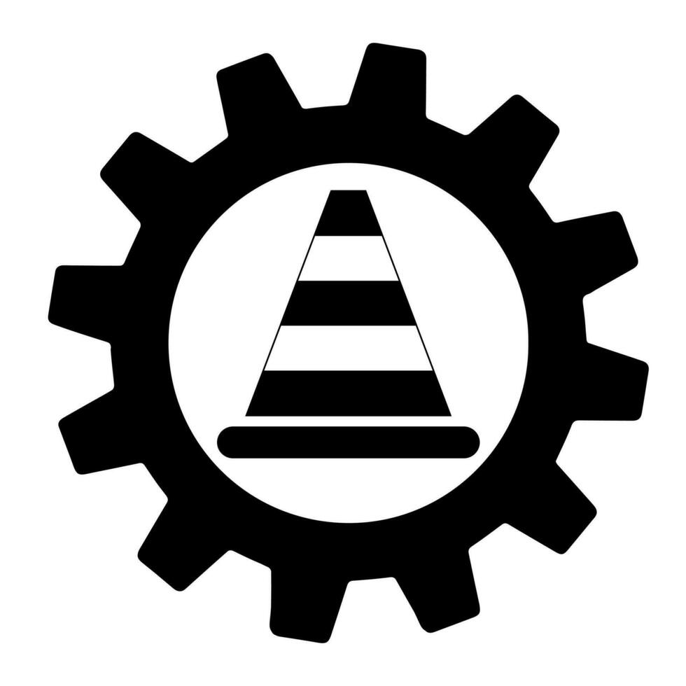 tráfego cone ícone dentro engrenagem, tráfego cone sinal, símbolo vetor