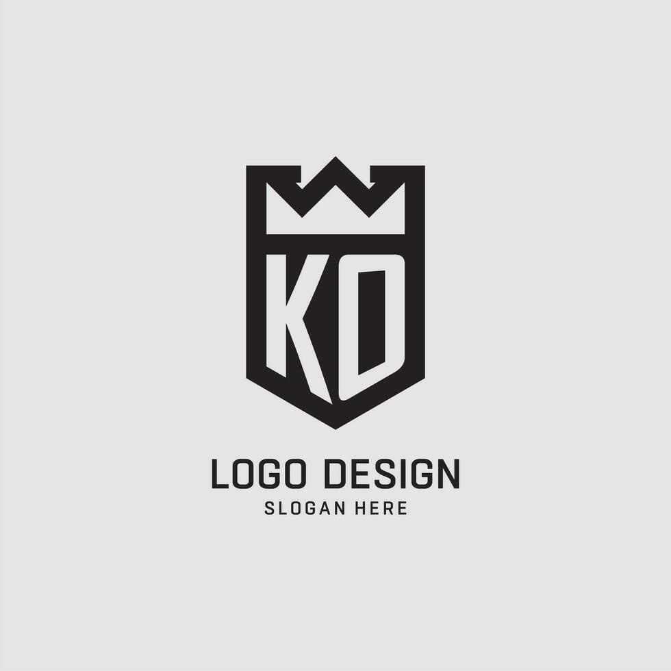 inicial ko logotipo escudo forma, criativo esport logotipo Projeto vetor