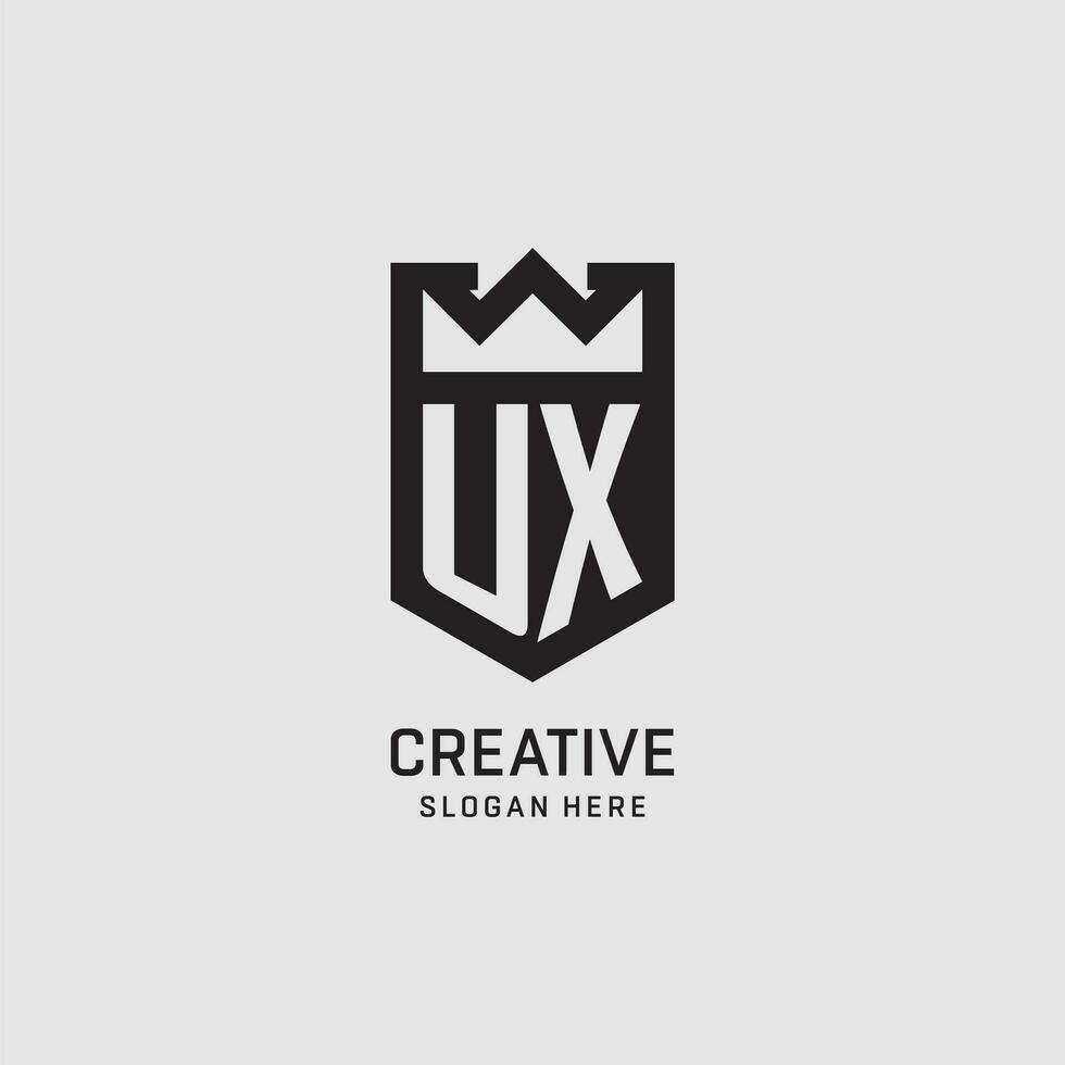 inicial ux logotipo escudo forma, criativo esport logotipo Projeto vetor