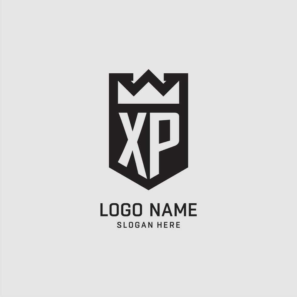 inicial xp logotipo escudo forma, criativo esport logotipo Projeto vetor