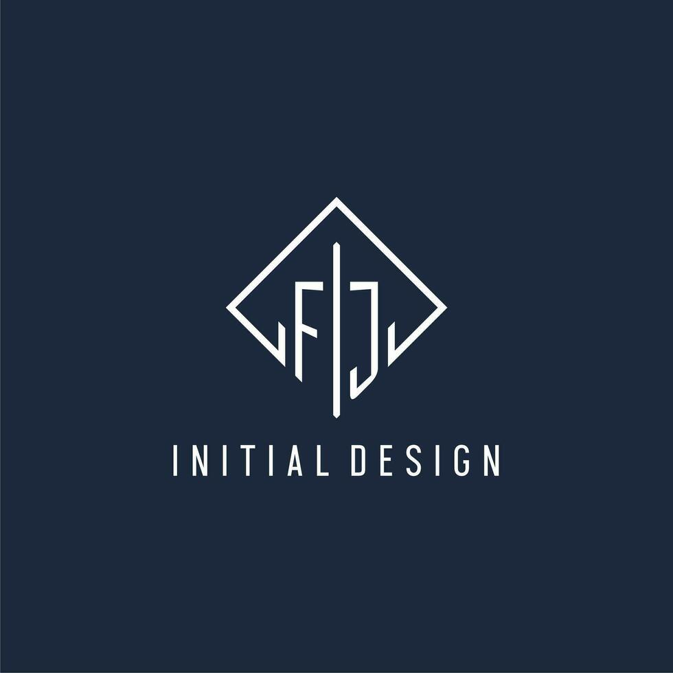 fj inicial logotipo com luxo retângulo estilo Projeto vetor
