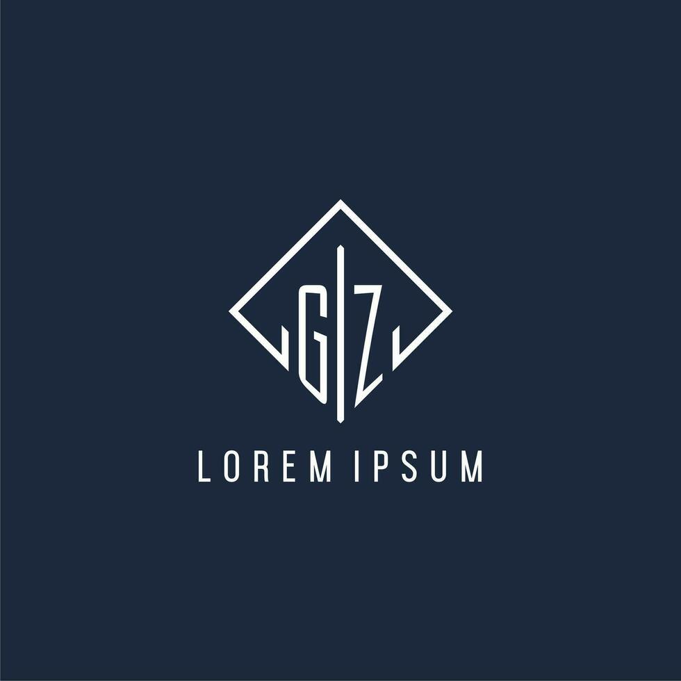 gz inicial logotipo com luxo retângulo estilo Projeto vetor
