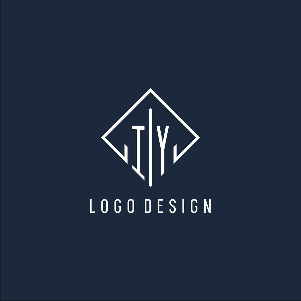 iy inicial logotipo com luxo retângulo estilo Projeto vetor