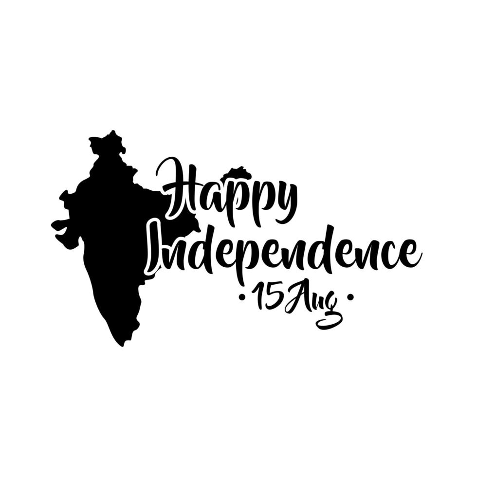 celebração do dia da independência da Índia com estilo de silhueta de mapa vetor