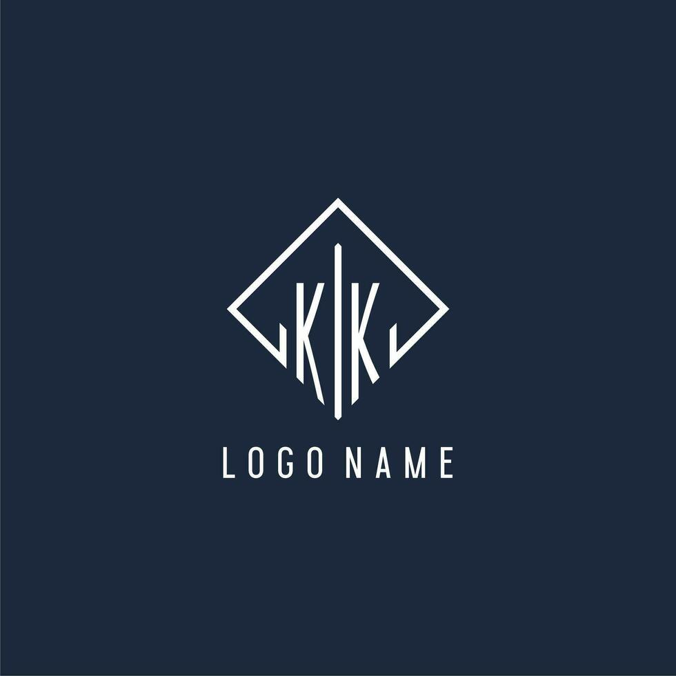 kk inicial logotipo com luxo retângulo estilo Projeto vetor