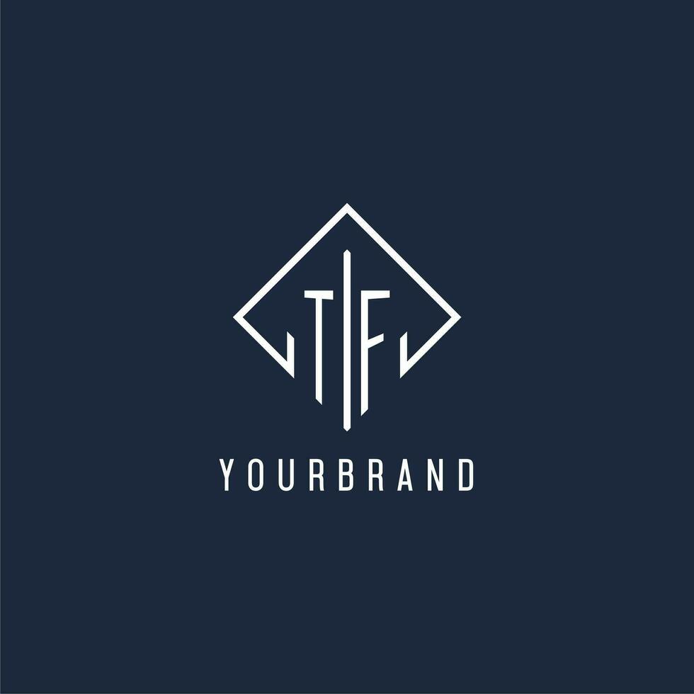 tf inicial logotipo com luxo retângulo estilo Projeto vetor