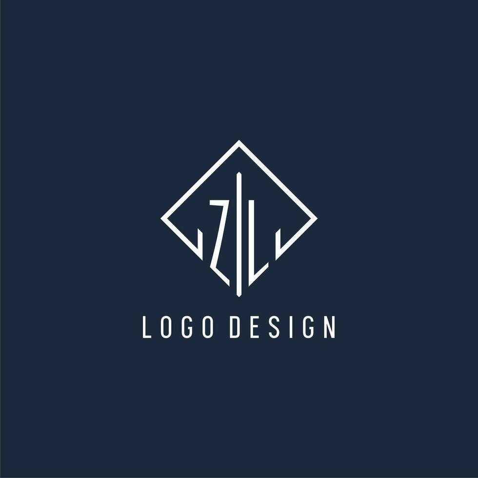 zl inicial logotipo com luxo retângulo estilo Projeto vetor