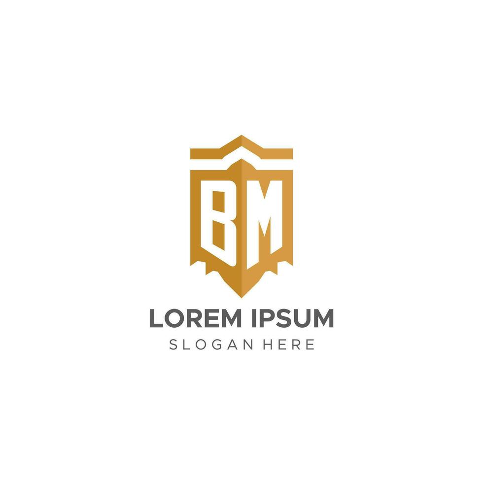 monograma bm logotipo com escudo geométrico forma, elegante luxo inicial logotipo Projeto vetor