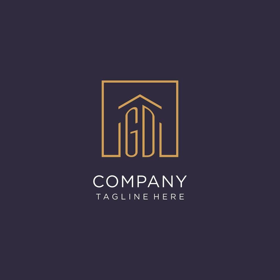 gd inicial quadrado logotipo projeto, moderno e luxo real Estado logotipo estilo vetor