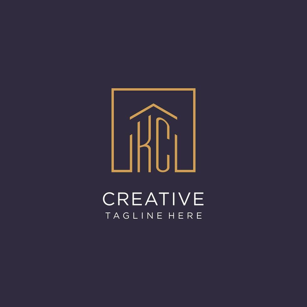 kc inicial quadrado logotipo projeto, moderno e luxo real Estado logotipo estilo vetor