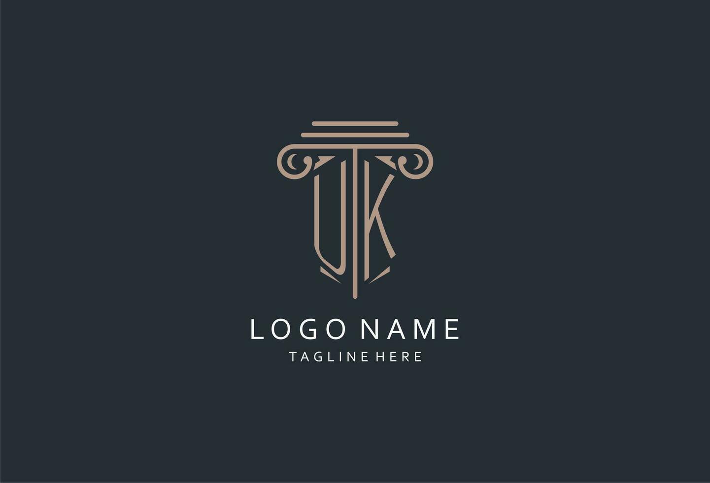 Reino Unido monograma logotipo com pilar forma ícone, luxo e elegante Projeto logotipo para lei empresa inicial estilo logotipo vetor