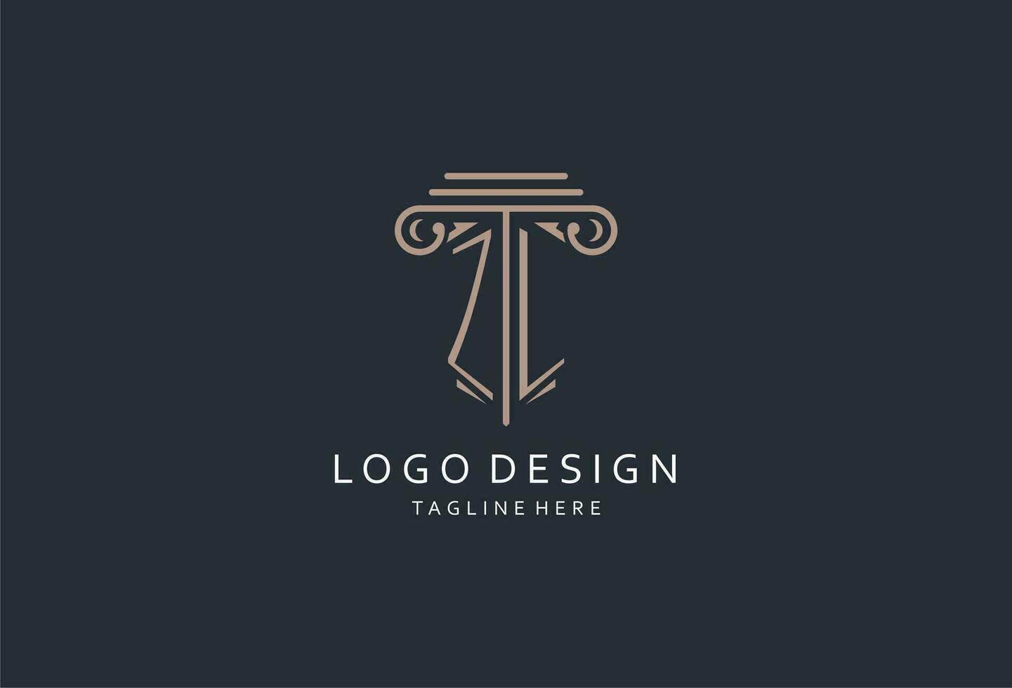 zl monograma logotipo com pilar forma ícone, luxo e elegante Projeto logotipo para lei empresa inicial estilo logotipo vetor