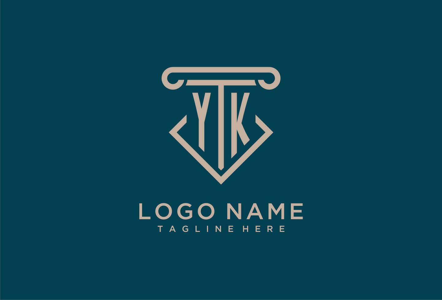 yk inicial com pilar ícone projeto, limpar \ limpo e moderno advogado, legal empresa logotipo vetor