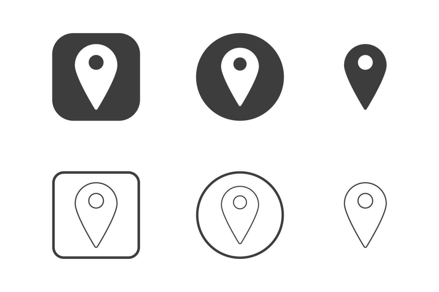 localização ponteiro PIN ícone Projeto 6 variações. isolado em branco fundo. vetor