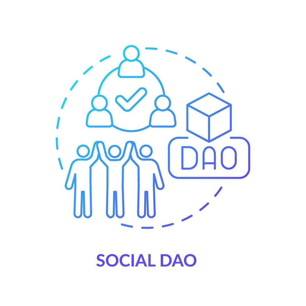 social dao azul gradiente conceito ícone. comunidade. descentralizado Autônomo organizações tipo abstrato idéia fino linha ilustração. isolado esboço desenhando vetor